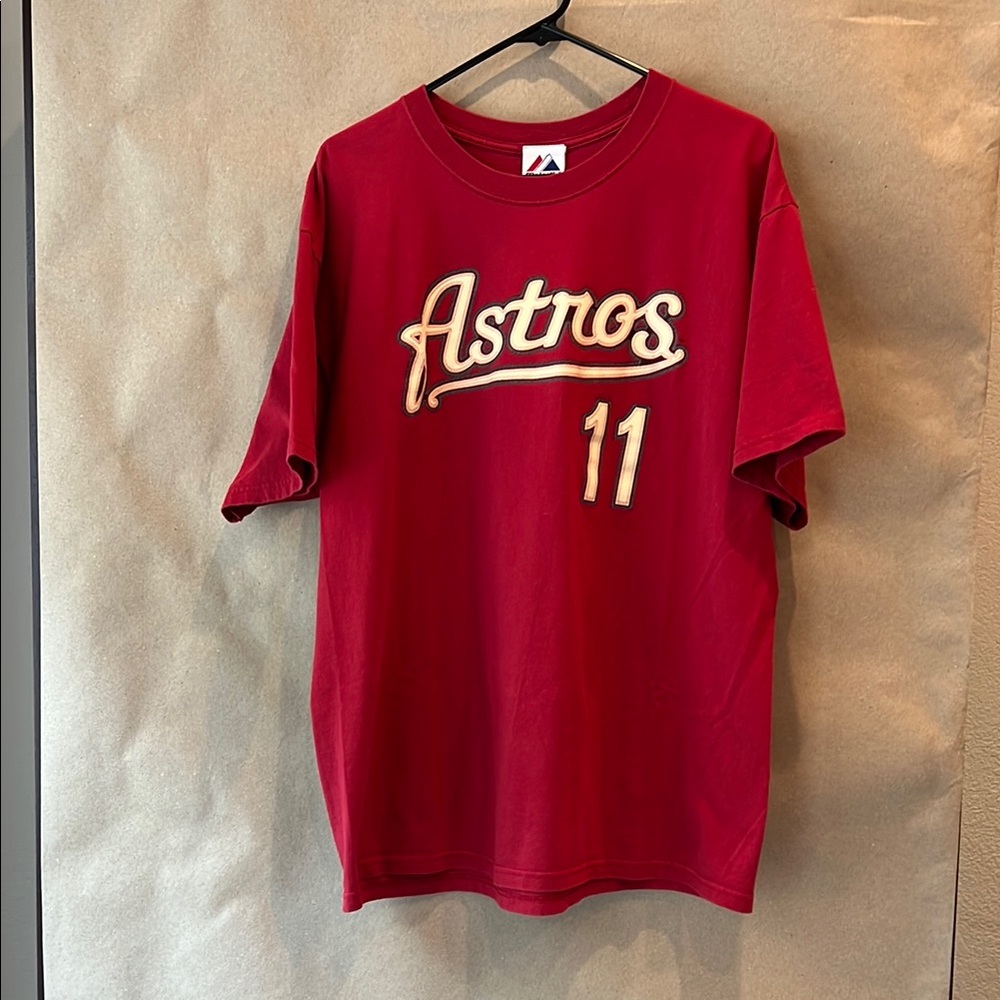 MAJESTIC. Vintage astros Brad Ausmus 11 red short sleeve T shirt  XL.  ST 5